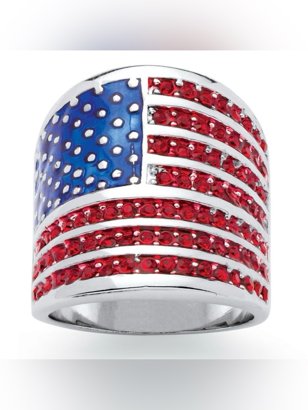 Palm Beach Jewelry Patroitic American Flag Wide Ring